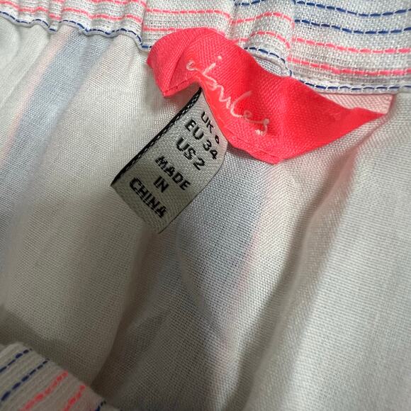 Joules Orielle Midi Skirt 2 Linen Blend Curved Hem Button Front Woven Coastal - Picture 8 of 11